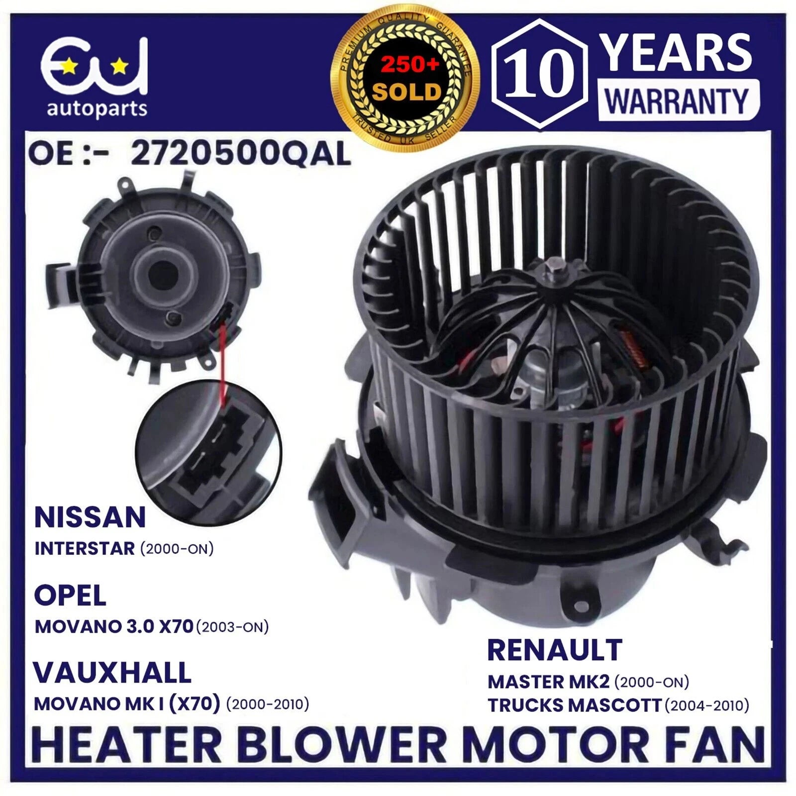 HEATER BLOWER MOTOR FOR NISSAN INTERSTAR VAUXHALL MOVANO RENAULT MASTER MASCOTT