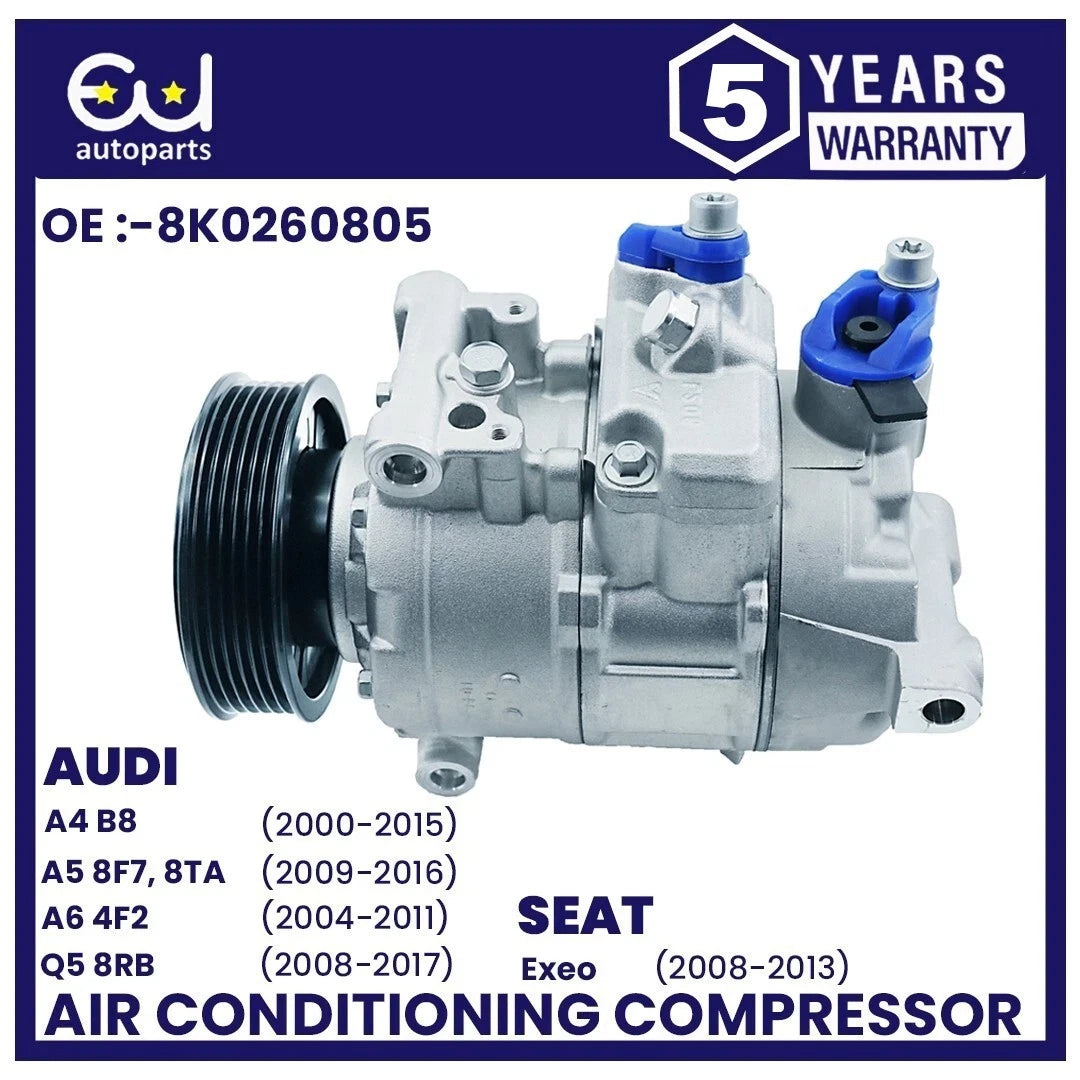 AIR CON AC COMPRESSOR FOR AUDI A4 A4 ALLROAD B8 A5 A6 Q5 08-16 1.8 2.0 8K0260805