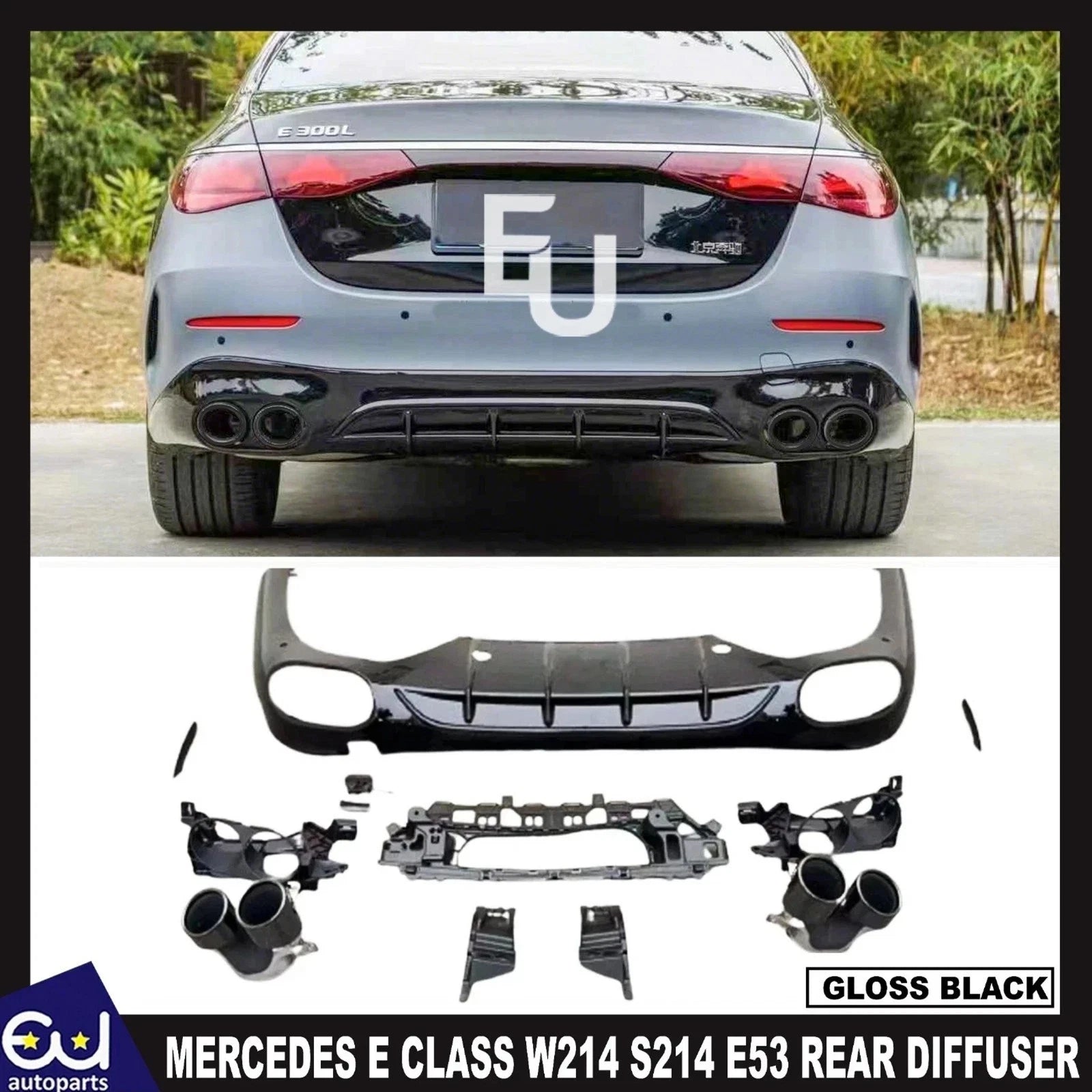 FOR MERCEDES E CLASS E53 LOOK W214 S214 SALOON ESTATE REAR DIFFUSER TAIL PIPE