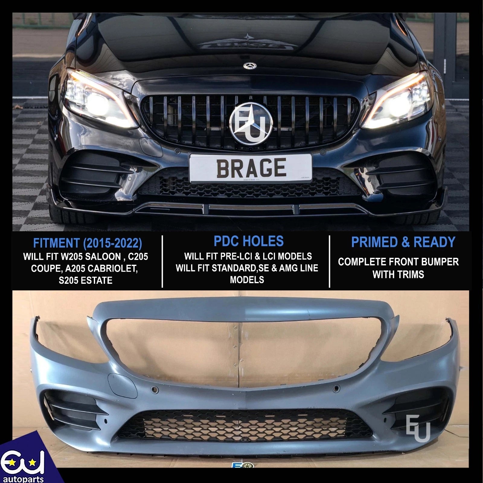 FOR MERCEDES C CLASS W205 C205 LCI AMG LINE STYLE FRONT BUMPER 2015-2022