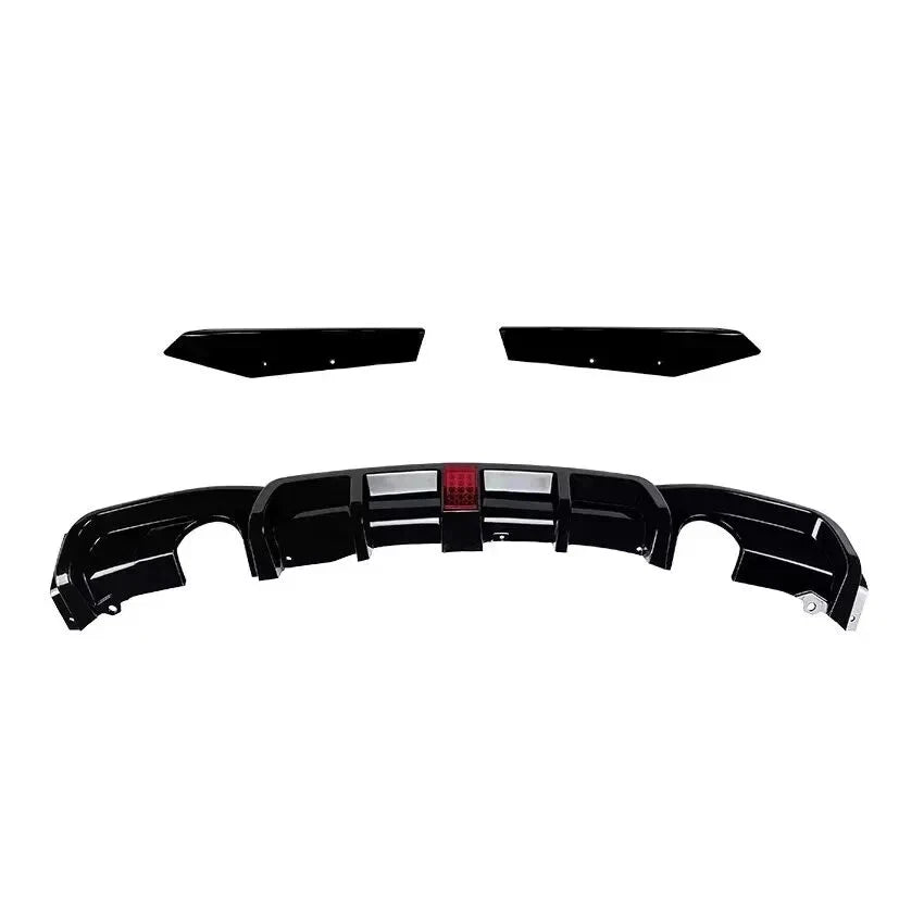FOR BMW 3 SERIES F30 F31 RAER VALANCE DIFFUSER LIP DAUAL W/LED GLOSS BLACK 11-19