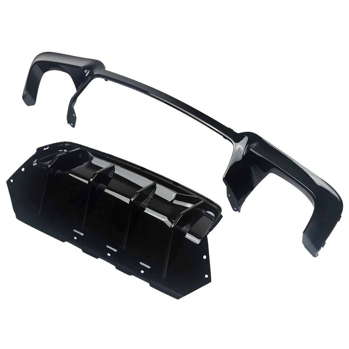 FOR BMW 5 SERIES F10 REAR BUMPER DIFFUSER MSPORT SPLITTER VALANCE GLOSS BLACK