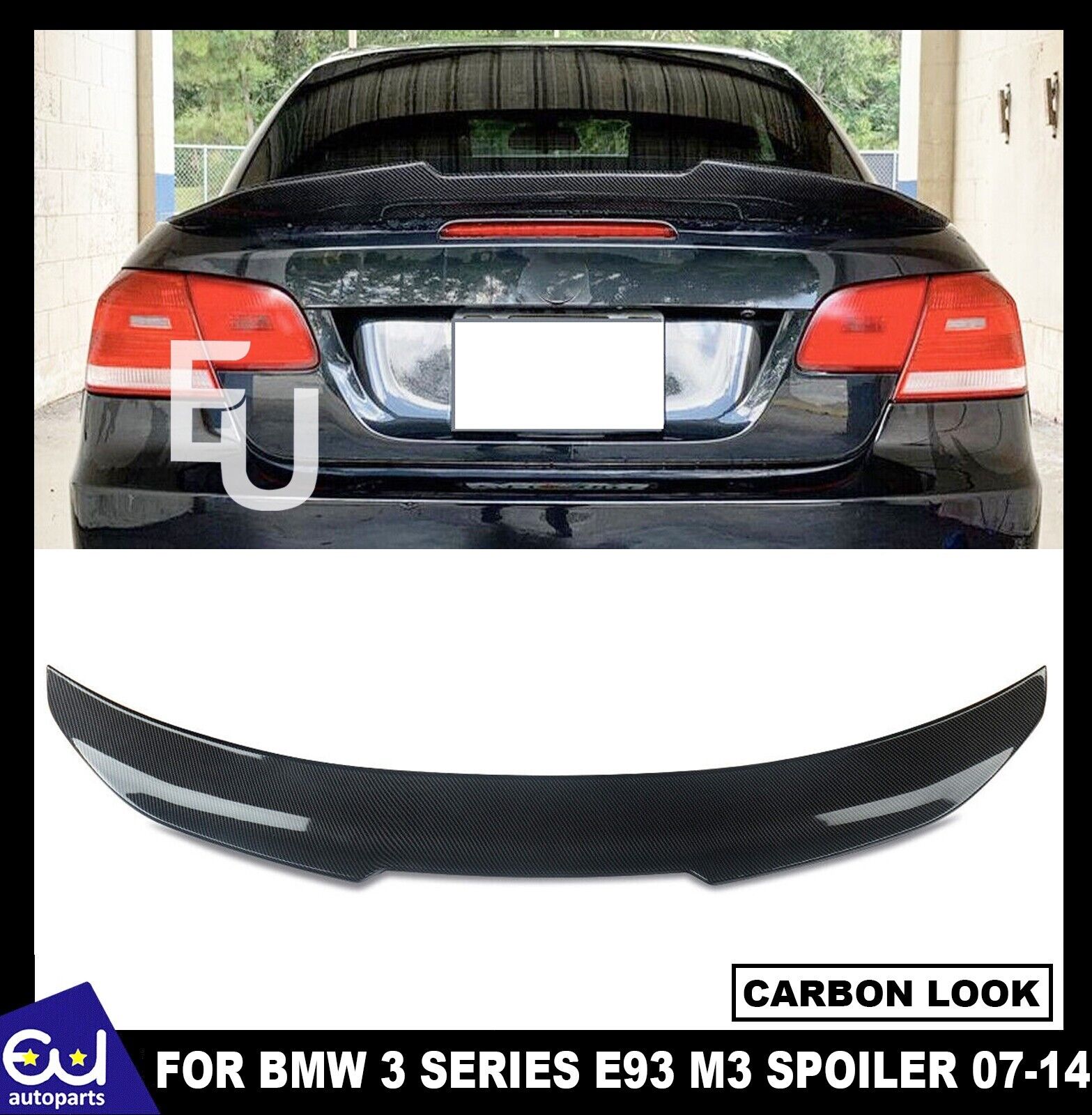 BMW E93 M3 Convertible 3 Series PSM Style Carbon Rear Trunk Boot Spoiler 7–13