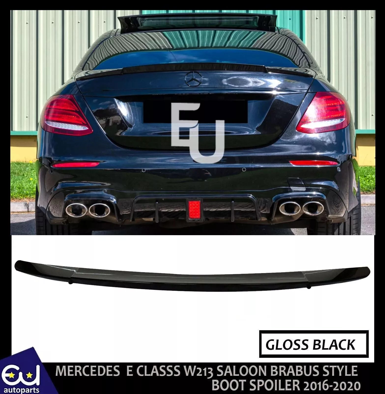 REAR BOOT SPOILER BRABUS STYLE FOR MERCEDES E CLASS W213 SALOON 2016-2020 BLACK