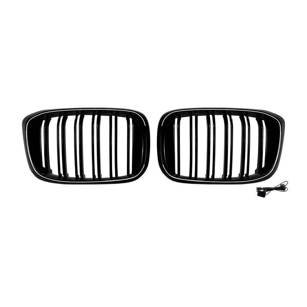 FOR BMW X3 G01 X3M G02 X4 GLOSS BLACK FRONT KIDNEY DUAL LED GRILLE GRILL 18-2022