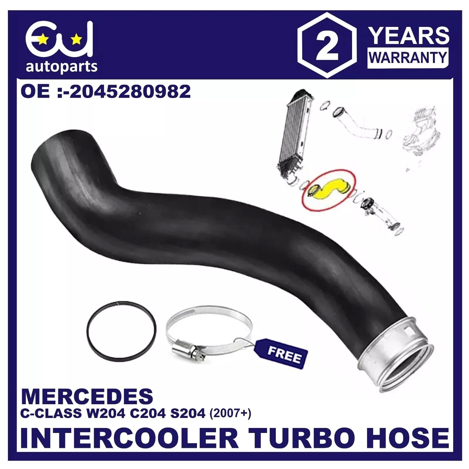 INTERCOOLER TURBO HOSE PIPE FOR MERCEDES BENZ C CLASS W204 S204 C204 200 220 CDI