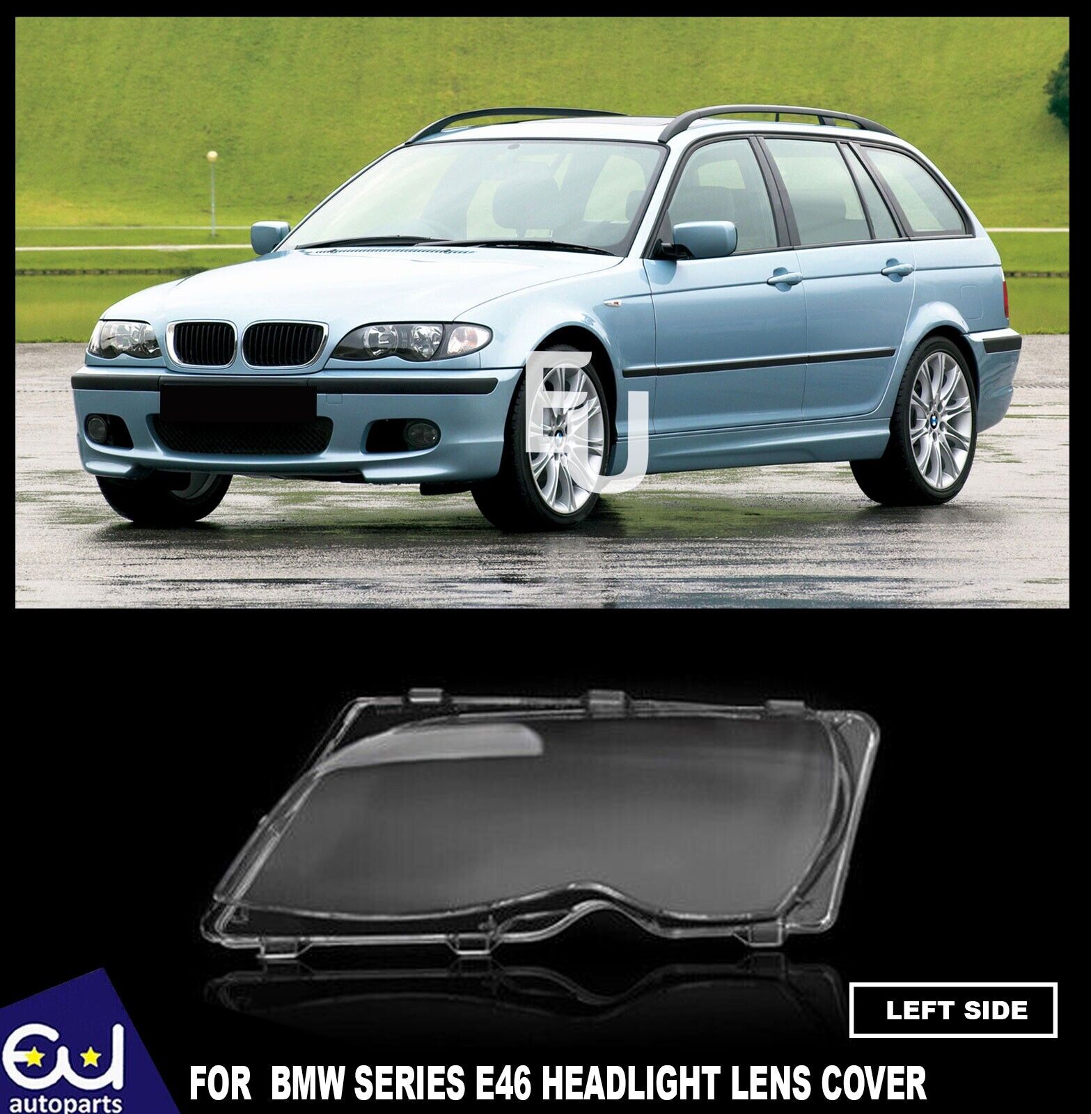 FOR BMW E46 3 SERIES 4 DOOR 02-05 LEFT HEADLIGHT HEADLAMP LENS CLEAR LENS COVER