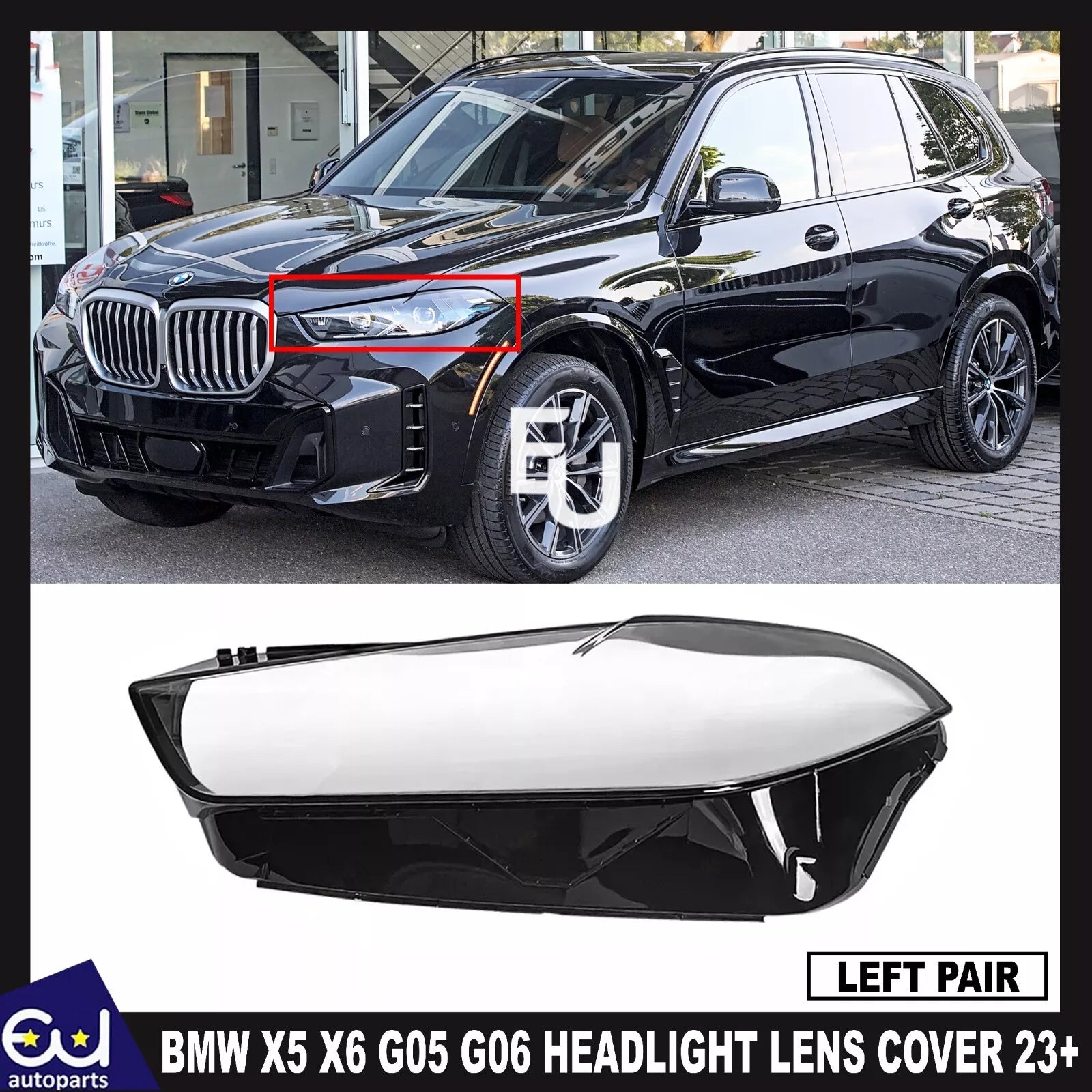 LEFT FOR BMW X5 G05 X6 G06 HEADLIGHT HEADLAMP GLASS CLEAR LENS COVER 2023+
