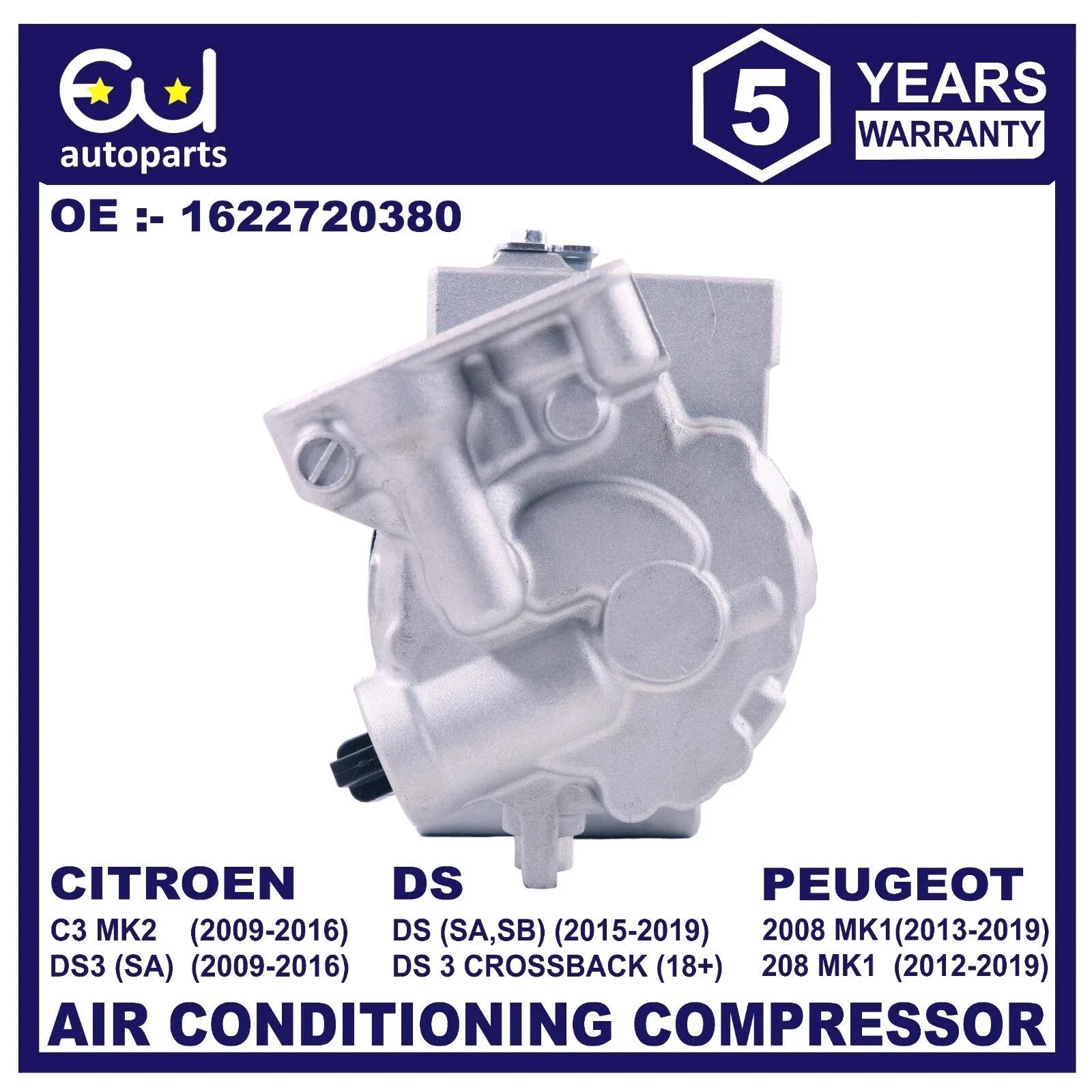 AIR CON CONDITIONING A/C COMPRESSOR PUMP FOR PEUGEOT 208 CU 2008 CA CC 1.0 1.2L