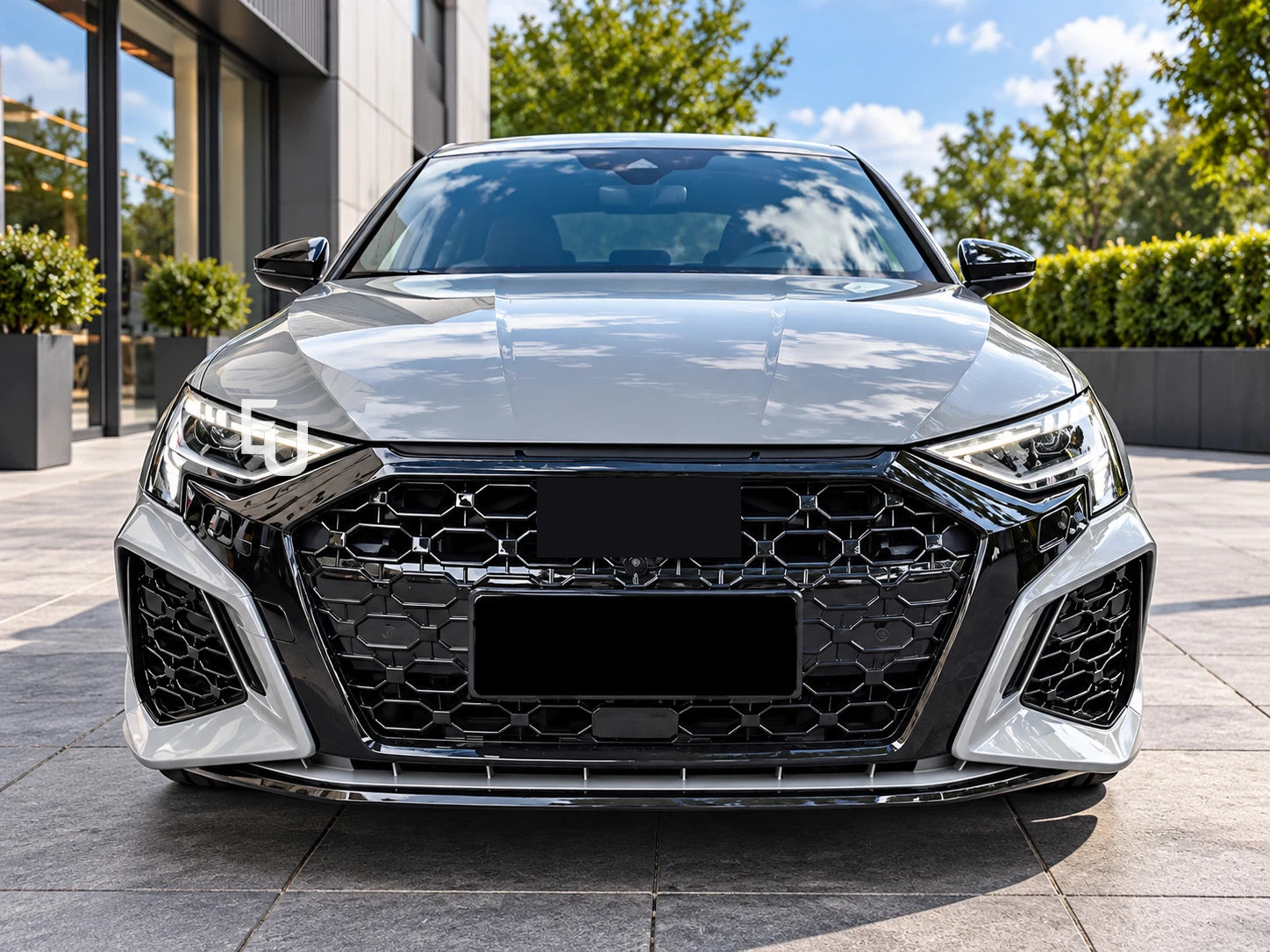 RS3 CONVERSION FRONT BUMPER BODYKIT GRILLE FOR AUDI A3 S3 8Y 2020-24 SEDAN HATCH