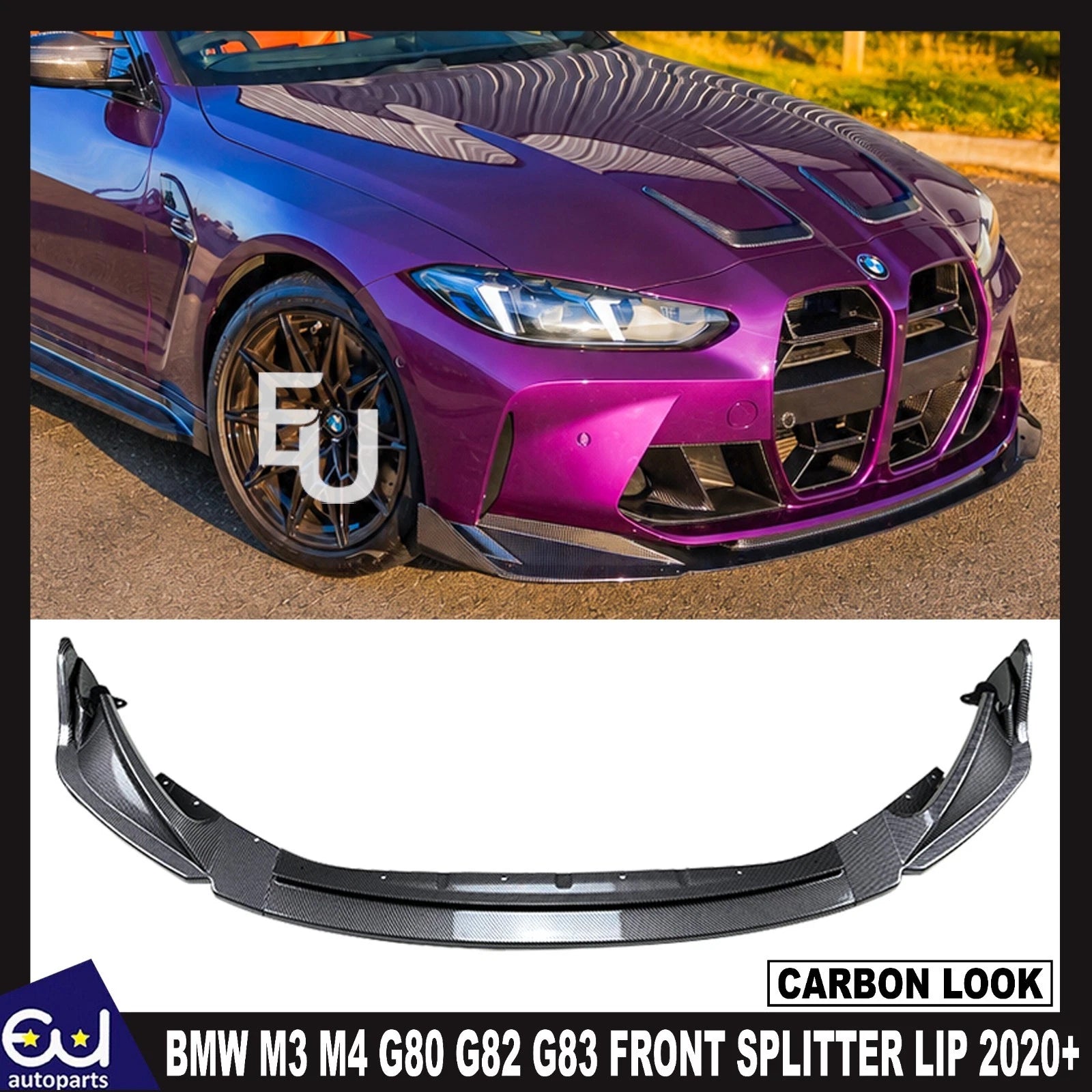 FOR BMW M3 M4 G80 G82 G83 FRONT SPLITTER SPOILER LIP BODY KIT CARBON LOOK 2020+