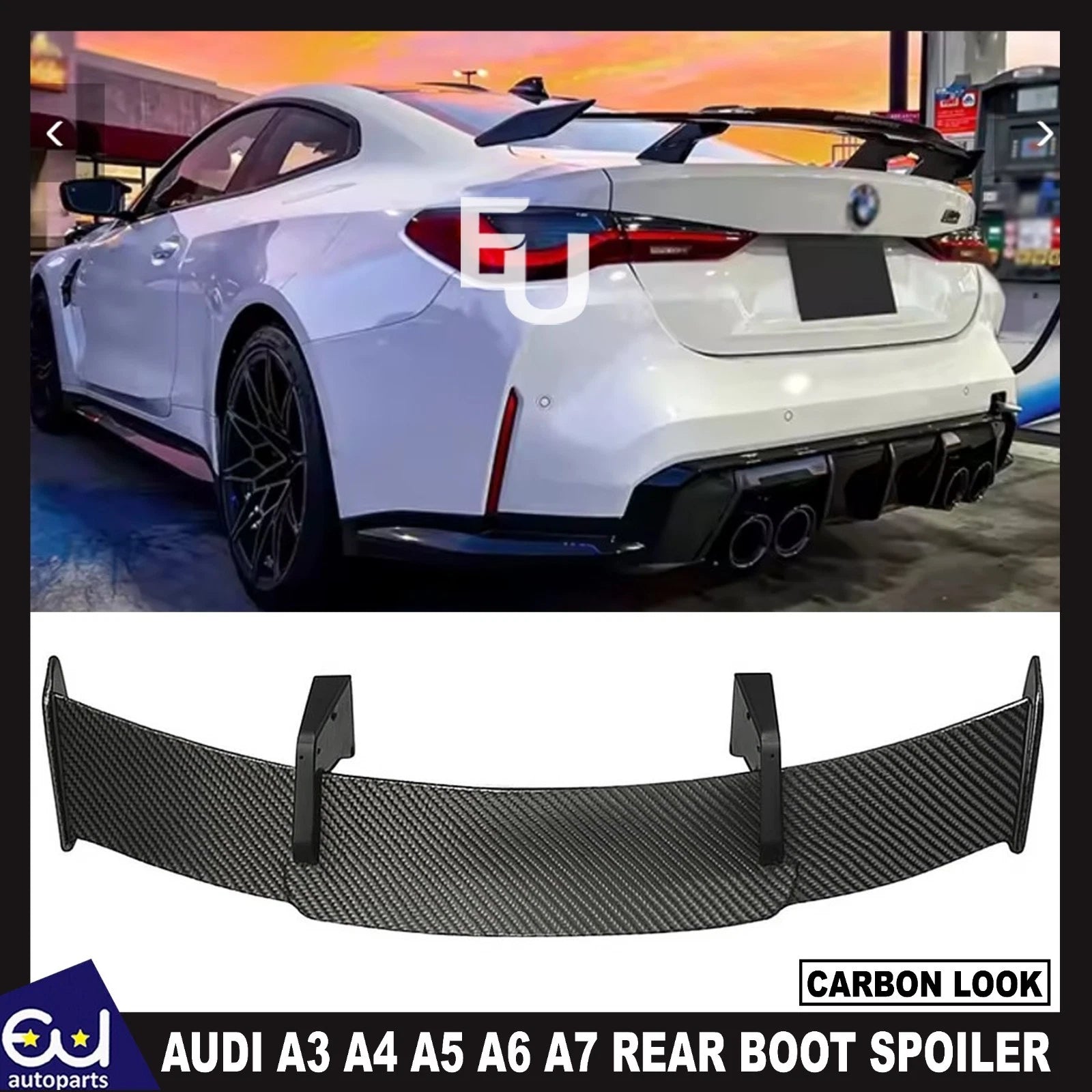 RS3 RS4 RS5 CARBON LOOK UNIVERSAL FOR AUDI A3 A4 A5 A6 A7 REAR SPOILER BOOT WING