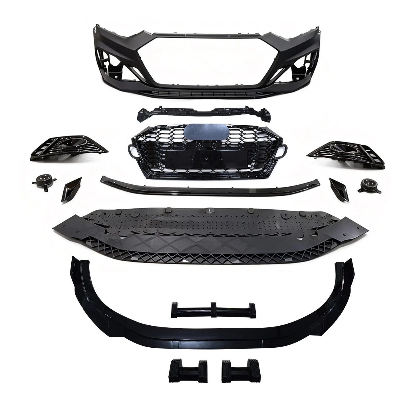 RS5 LOOK FRONT BUMPER SPLITTER WITH GRILLE BODYKIT FOR AUDI A5 S5 B9.5 2020-24