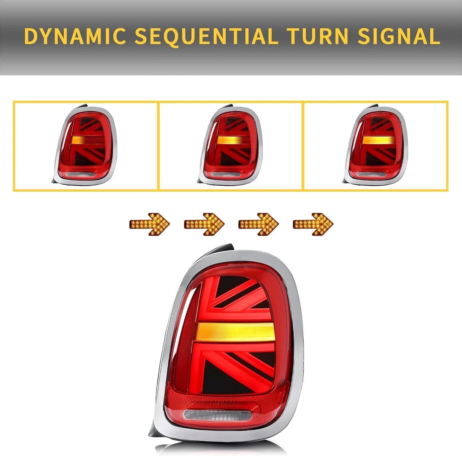 RED LED REAR LIGHTS FOR MINI COOPER F55 F56 F57 UNION JACK W/SEQUENTIAL 14-23