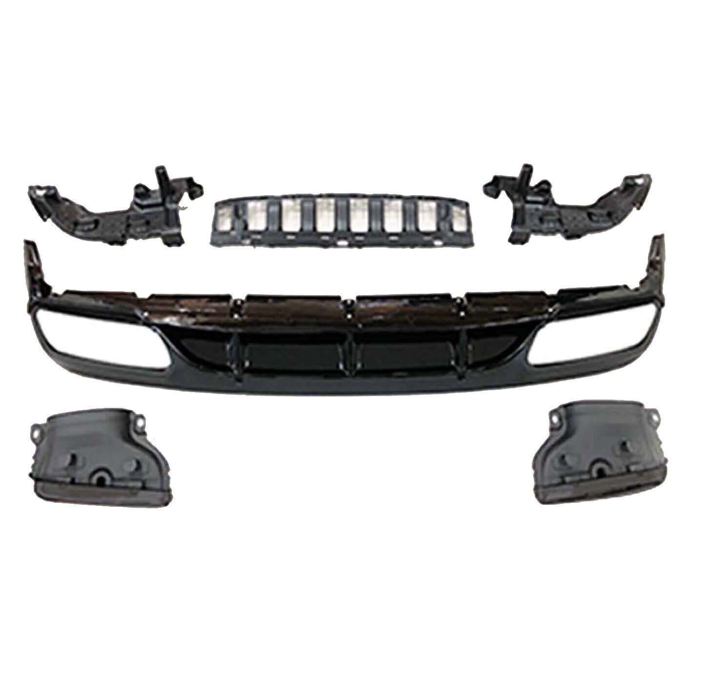 FOR MERCEDES C CLASS C205 COUPE AMG C63 LOOK REAR DIFFUSER WITH TAILPIPE BLACK