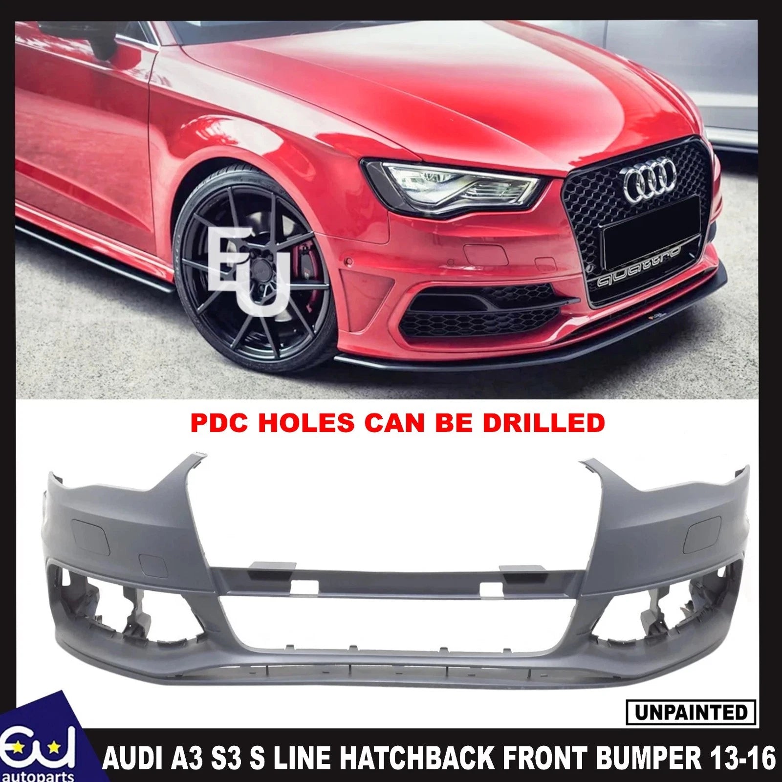 FOR AUDI A3 S3 2013-2016 OEM S LINE HATCHBACK FRONT BUMPER WASH JETS 8V0807065A