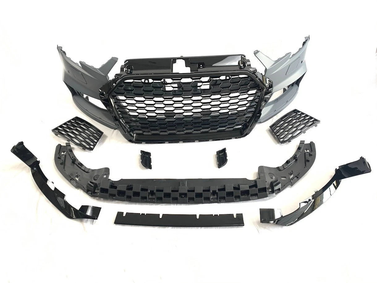 FRONT BUMPER RS3 STYLE LOOK CONVERSION FOR AUDI A3 SEDAN 8V 2016-2020 W/SPLITTER