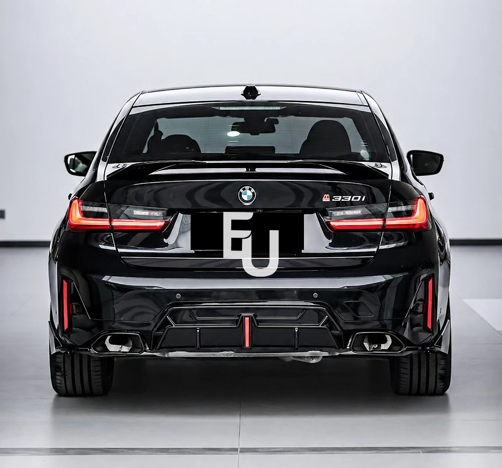 FOR BMW 3 SERIES G20 G21 LCI M SPORT GLOSS REAR DIFFUSER WITH LED TAILPIPE 2022+