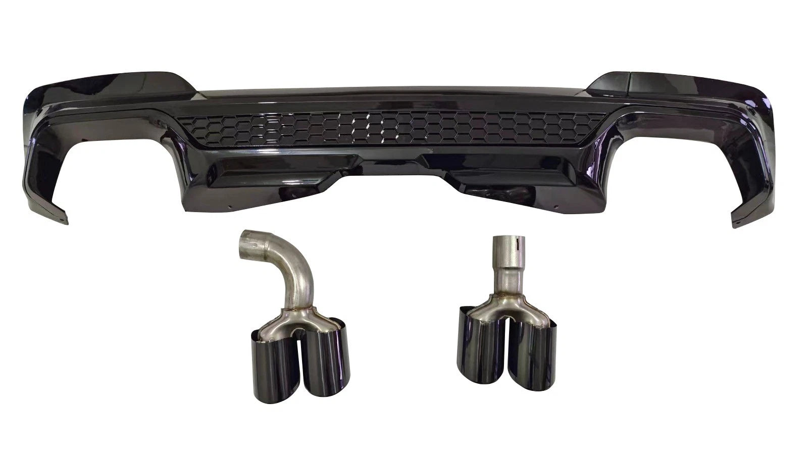 FOR BMW X3 G01 MP STYLE X3M REAR DIFFUSER WITH TAILPIPE GLOSS BLACK 17-20