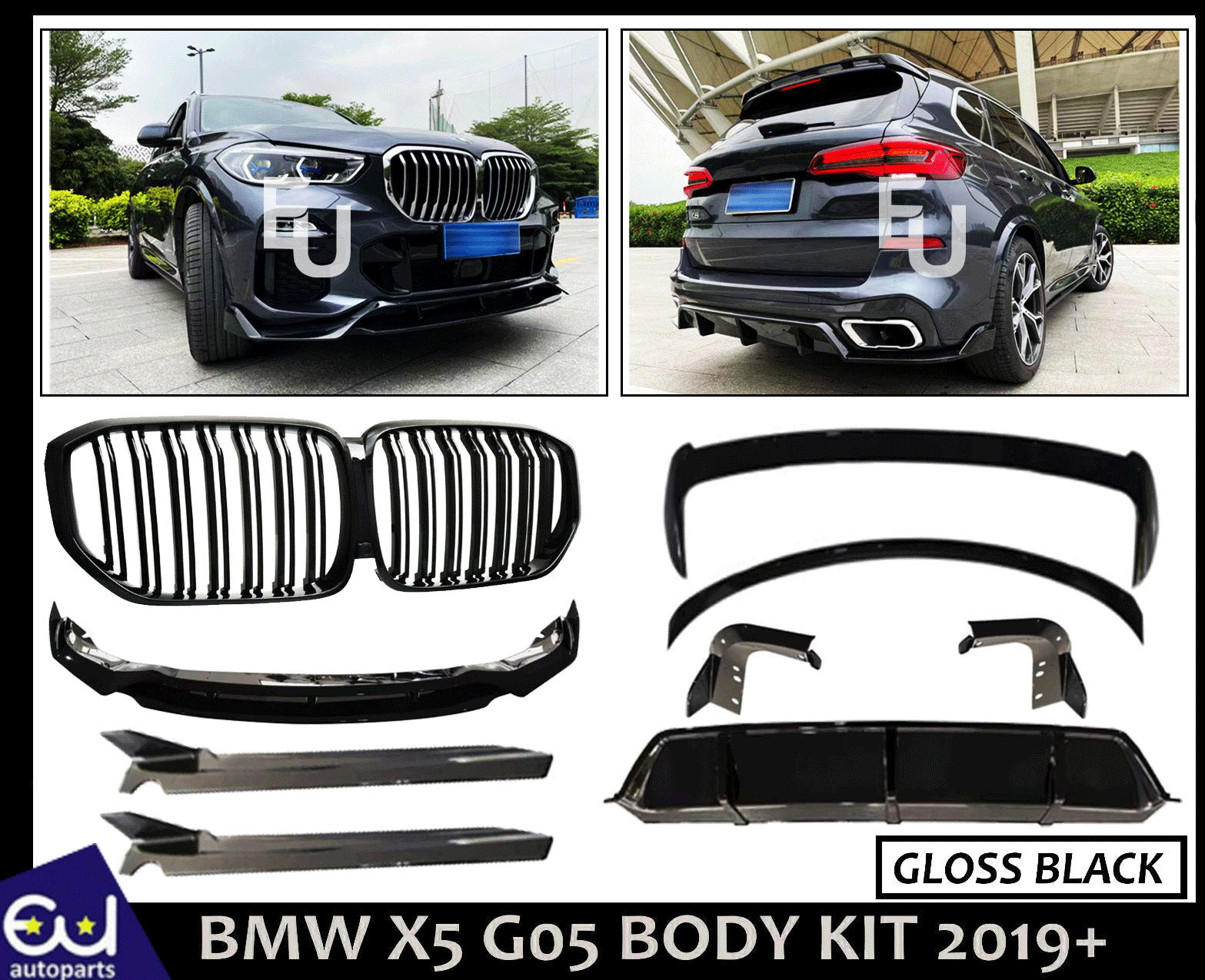 FOR BMW X5 G05 BODYKIT FRONT SPLITTER SIDE SKIRTS SPOILER GRILLE REAR DIFFUSER