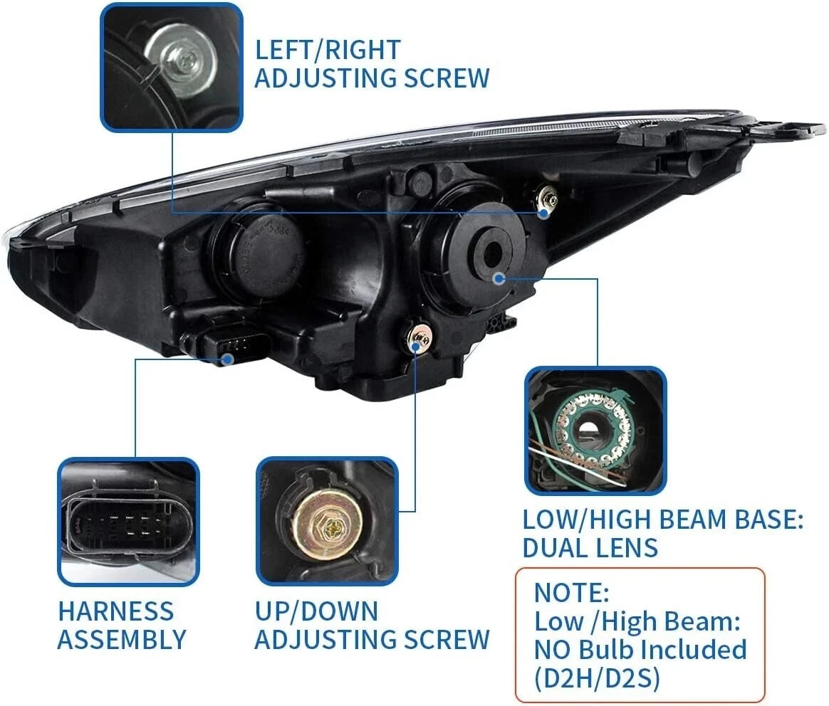 LED HEAD LIGHTS LAMPS SET FOR FORD FOCUS 2015-2018 WITH SEQUENTIAL INDICATORS