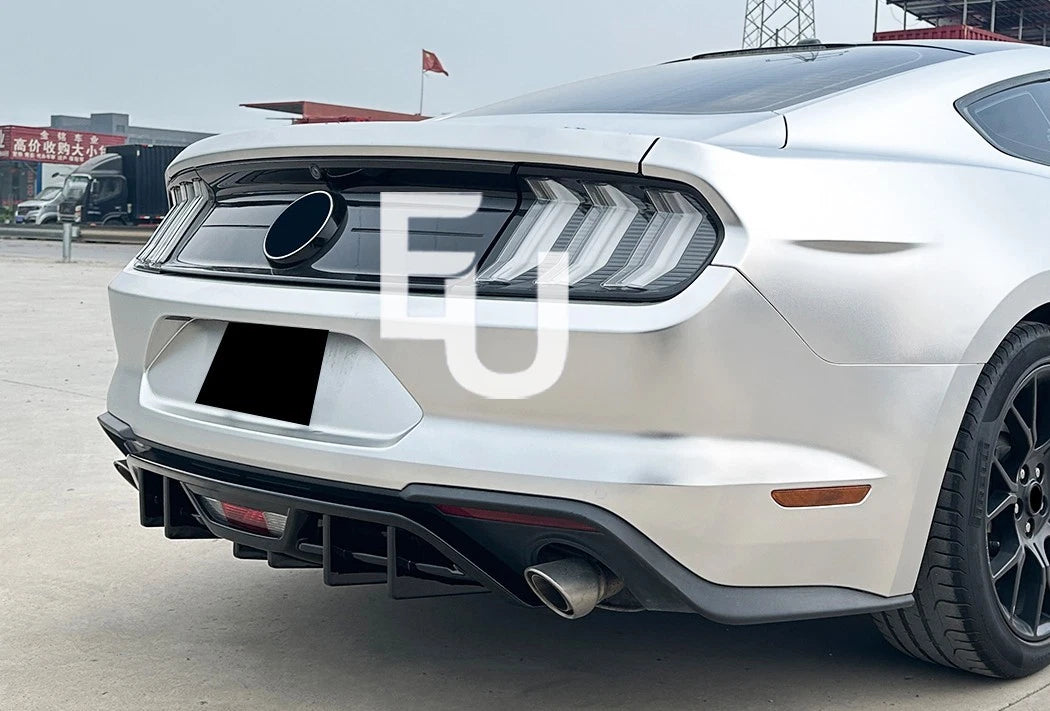 FOR FORD MUSTANG MK6.5 GLOSS BLACK REAR BUMPER DIFFUSER LIP BODY KIT 2018-2023