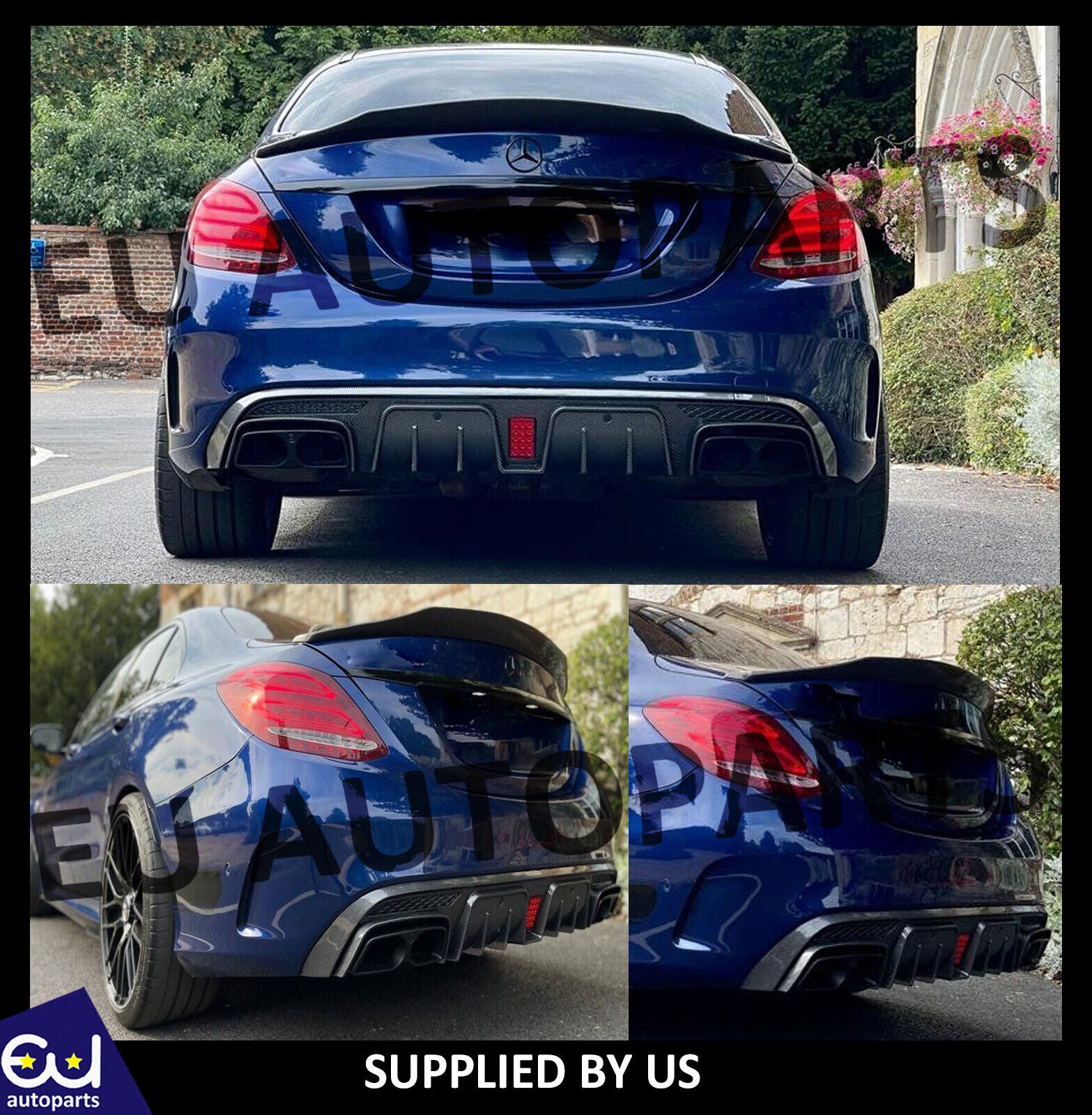 FOR MERCEDES BENZ C CLASS W205 C63 AMG REAR BUMPER DIFFUSER AMG F1 LIGTH STYLE