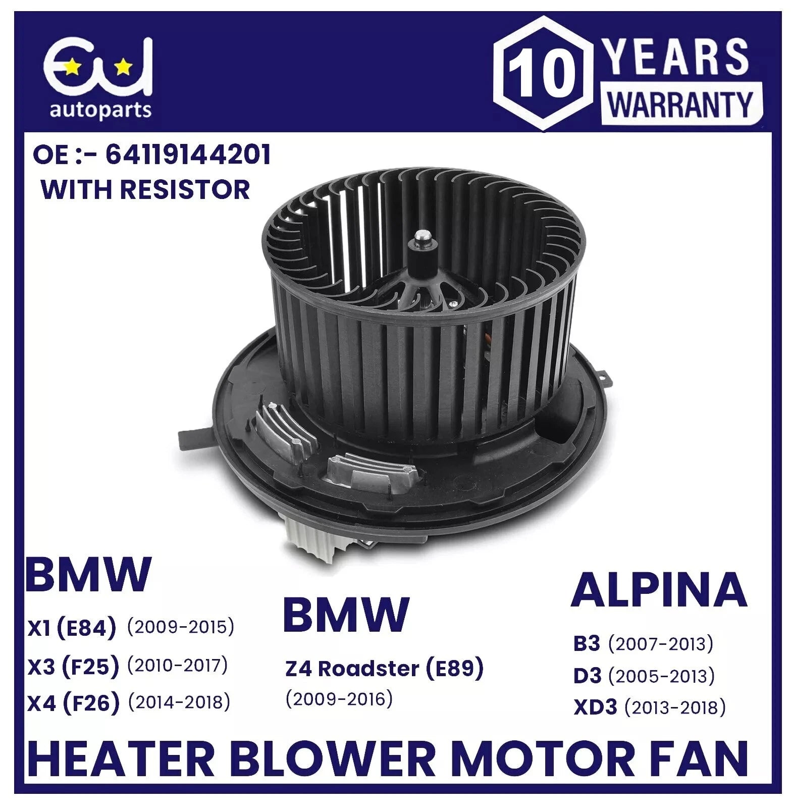 HEATER BLOWER MOTOR FAN FOR BMW 3 & 1 SERIES Z1 Z4 E90 E91 E92 E93 64119144201