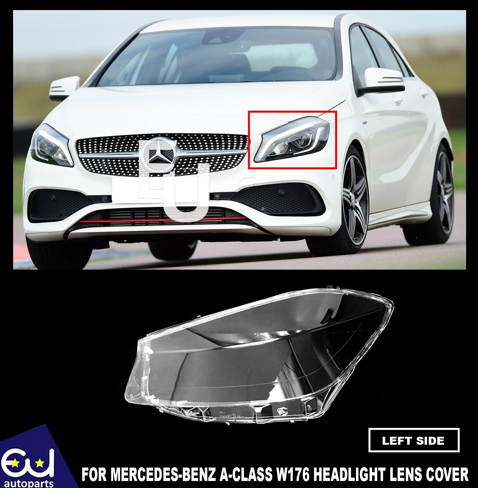 FOR MERCEDES BENZ A-CLASS W176 A180 A200 A260 12-15 LEFT HEADLIGHT SHELL LENS