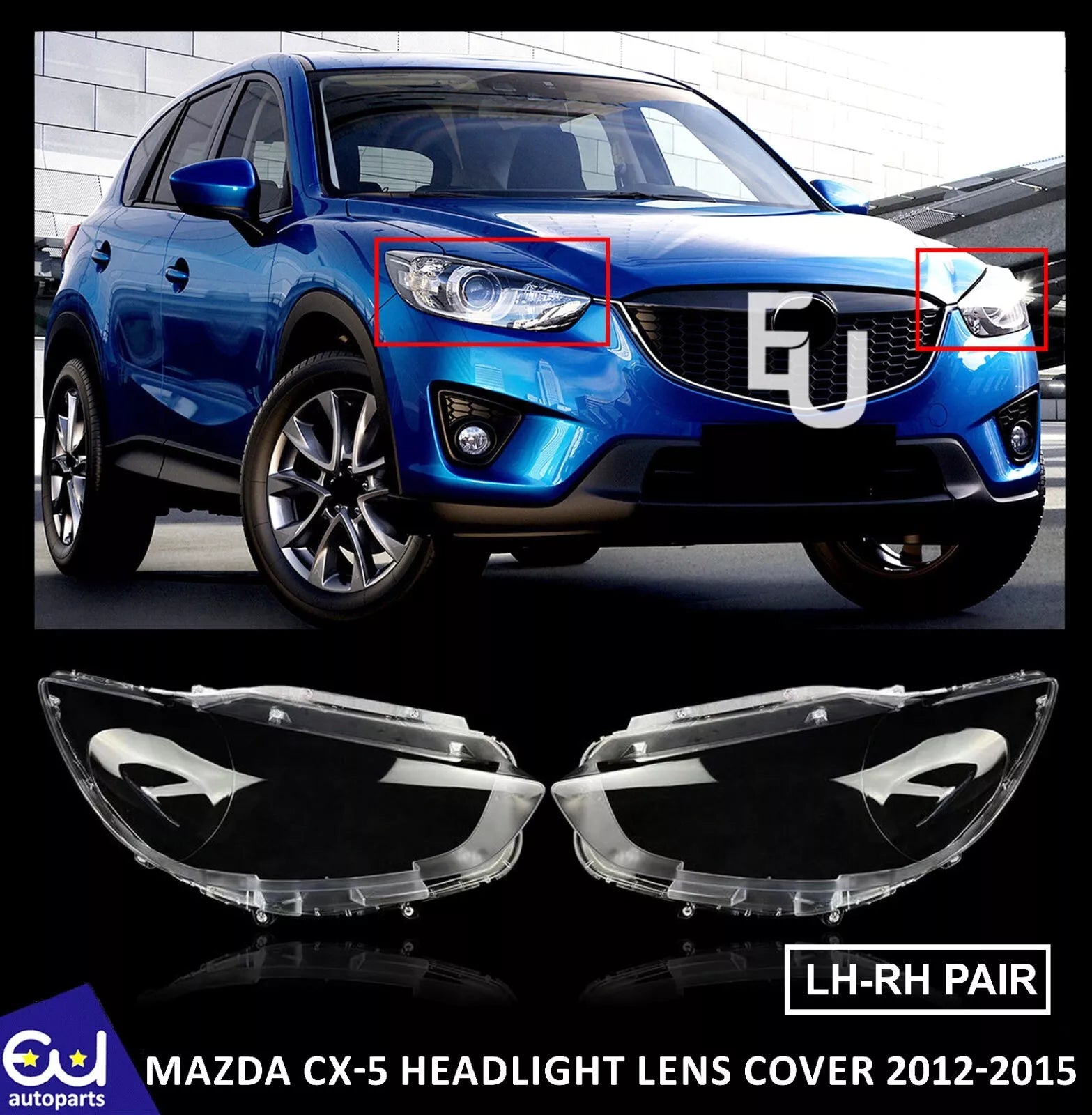 FOR MAZDA CX-5 CX5 FRONT HEADLIGHT LAMP LENS COVER FRONT LEFT RIGHT SIDE 12-2015