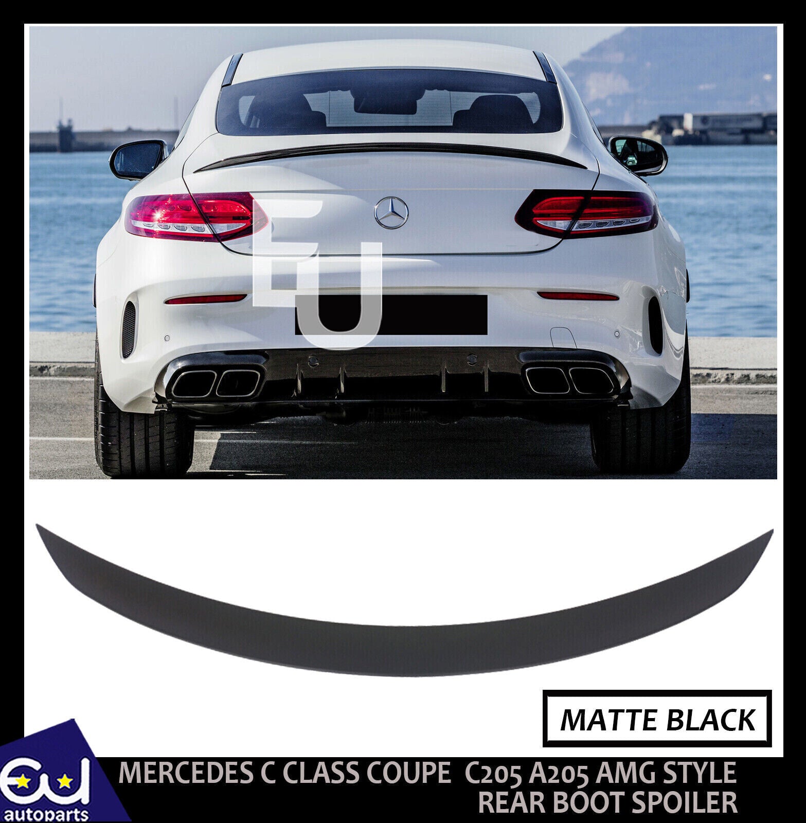 FOR MERCEDES C CLASS COUPE C205 A205 AMG STYLE REAR BOOT SPOILER MATTE BLACK