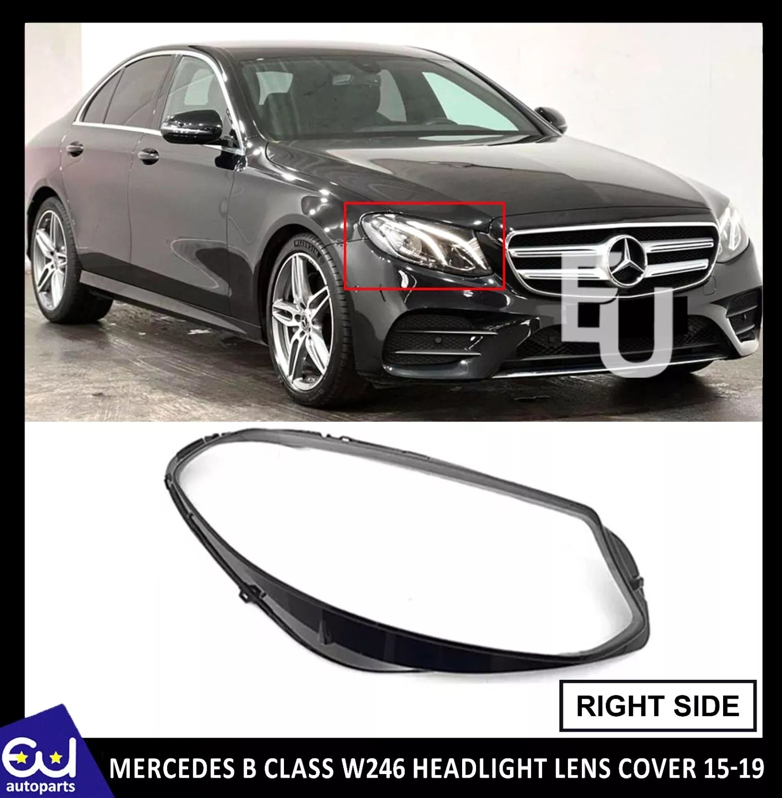 RIGHT DRIVER SIDE HEADLIGHT LENS HEADLAMP COVER FOR MERCEDES B CLASS W246 LCI