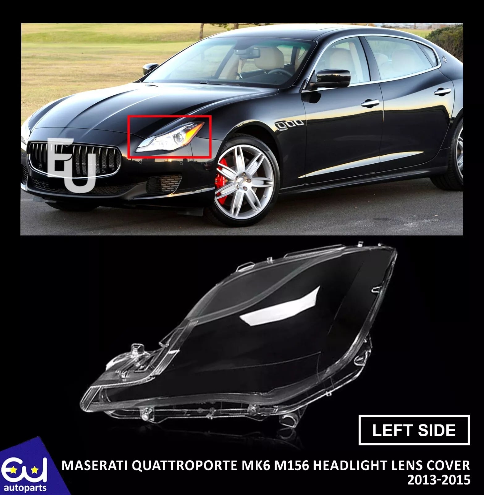 LEFT PASSENGER SIDE HEADLIGHT LENS COVER LAMP FOR MASERATI QUATTROPORTE 2013-15