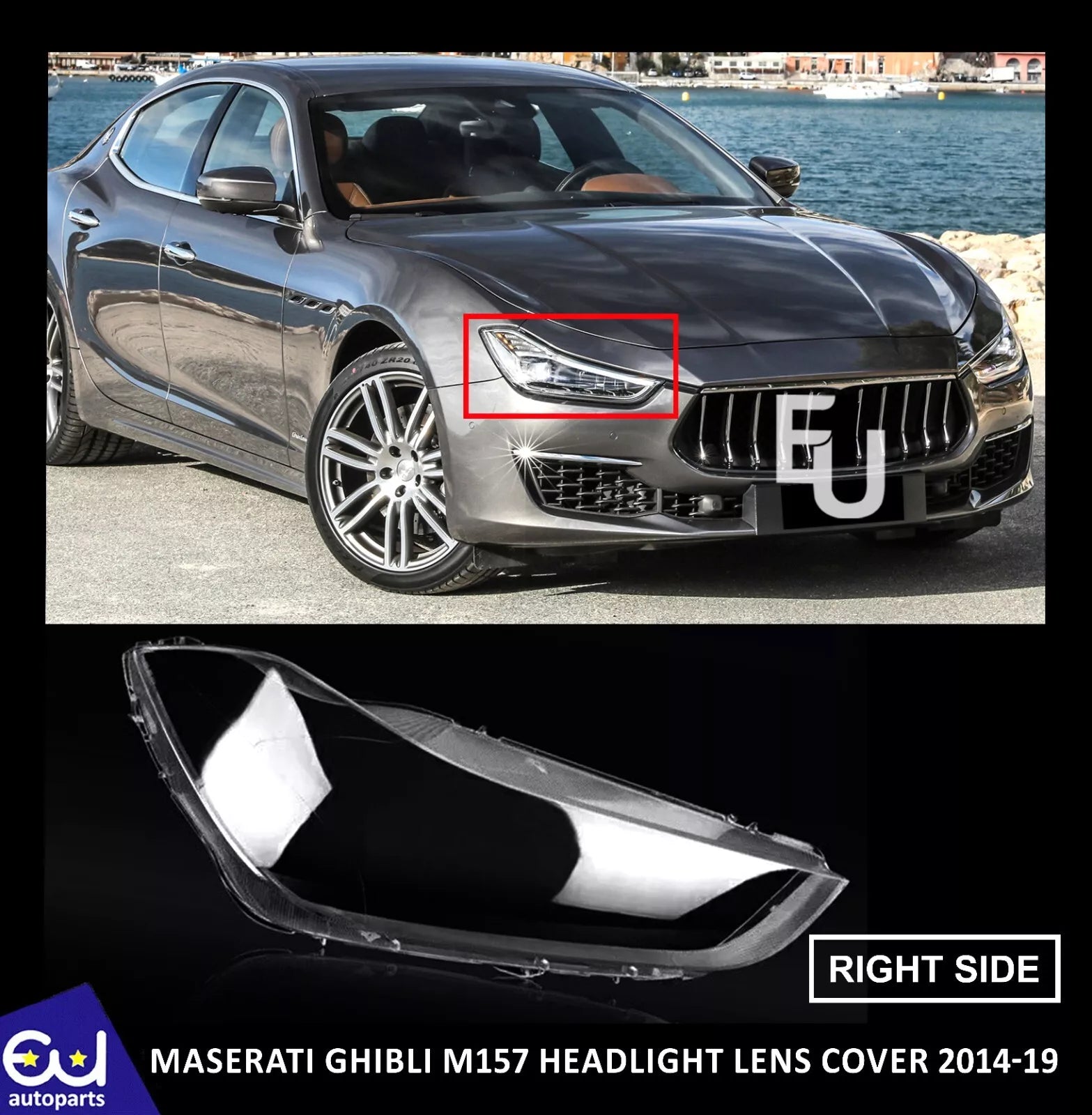 RIGHT DRIVER SIDE HEADLIGHT LENS COVER LAMP FOR MASERATI GHIBLI M157 2014-2019