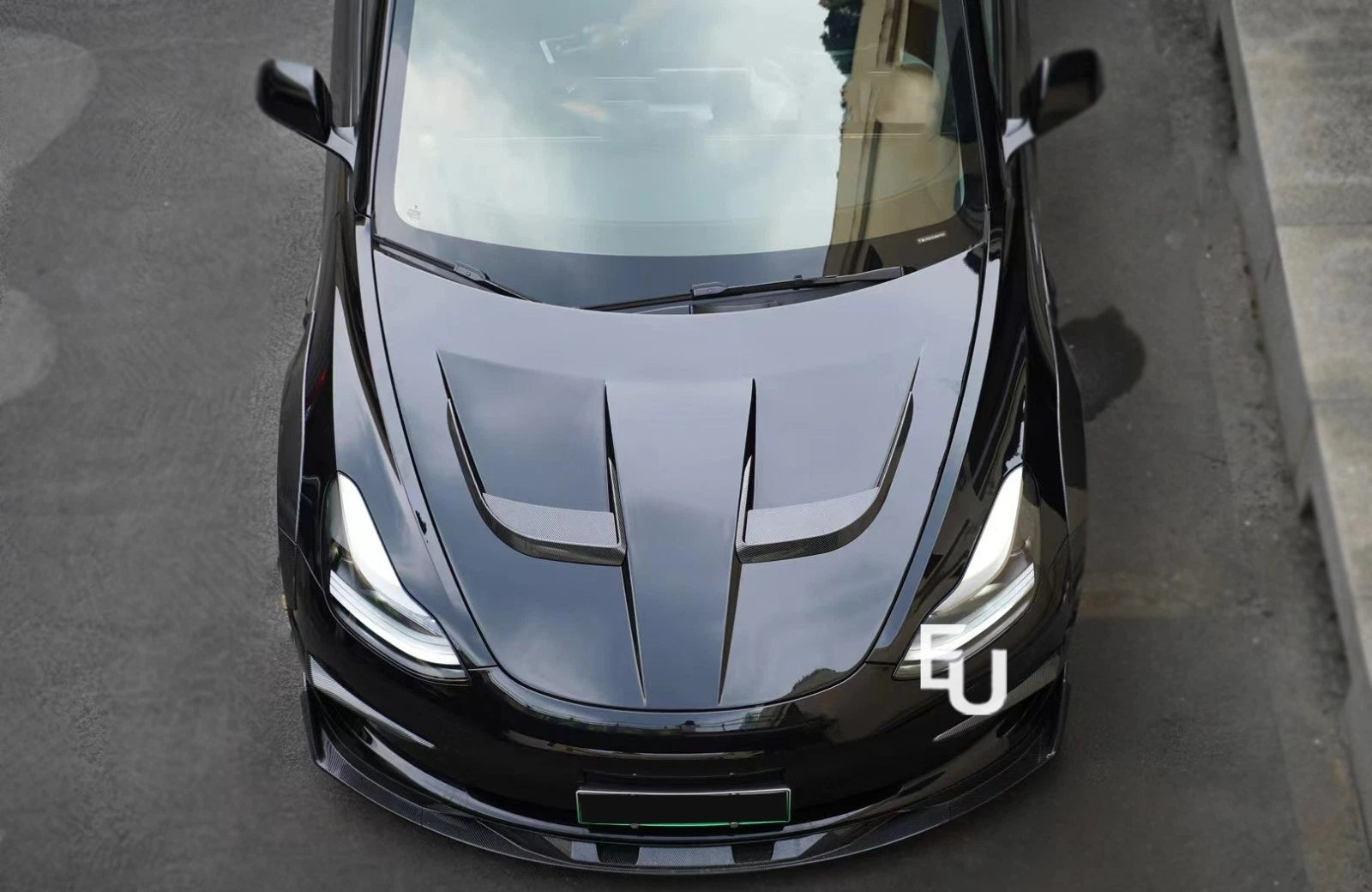 BRAGE DESIGN ALUMINIUM VENTED TURBO STYLE BONNET HOOD FOR TESLA MODEL 3 2017-23