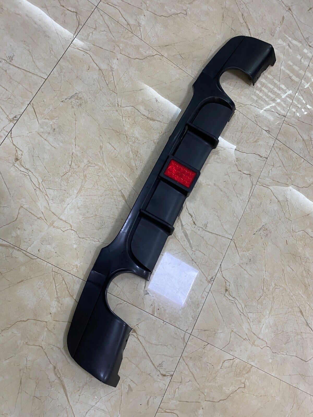 FOR BMW 3 SERIES E90 E91 M SPORT REAR DIFFUSER DUAL EXHAUSTS GLOSS BLACK W/ LED