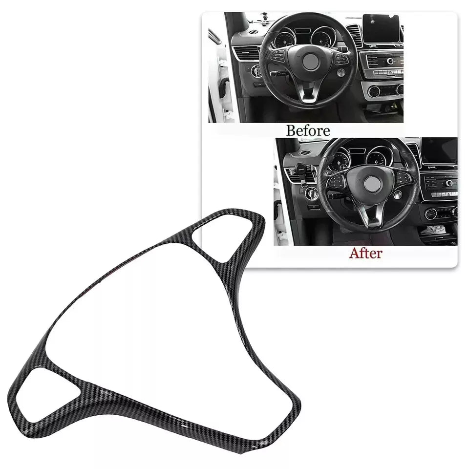 CARBON LOOK DECAL FOR MERCEDES W213 W205 X253 C E GLC STEERING WHEEL PANEL TRIM