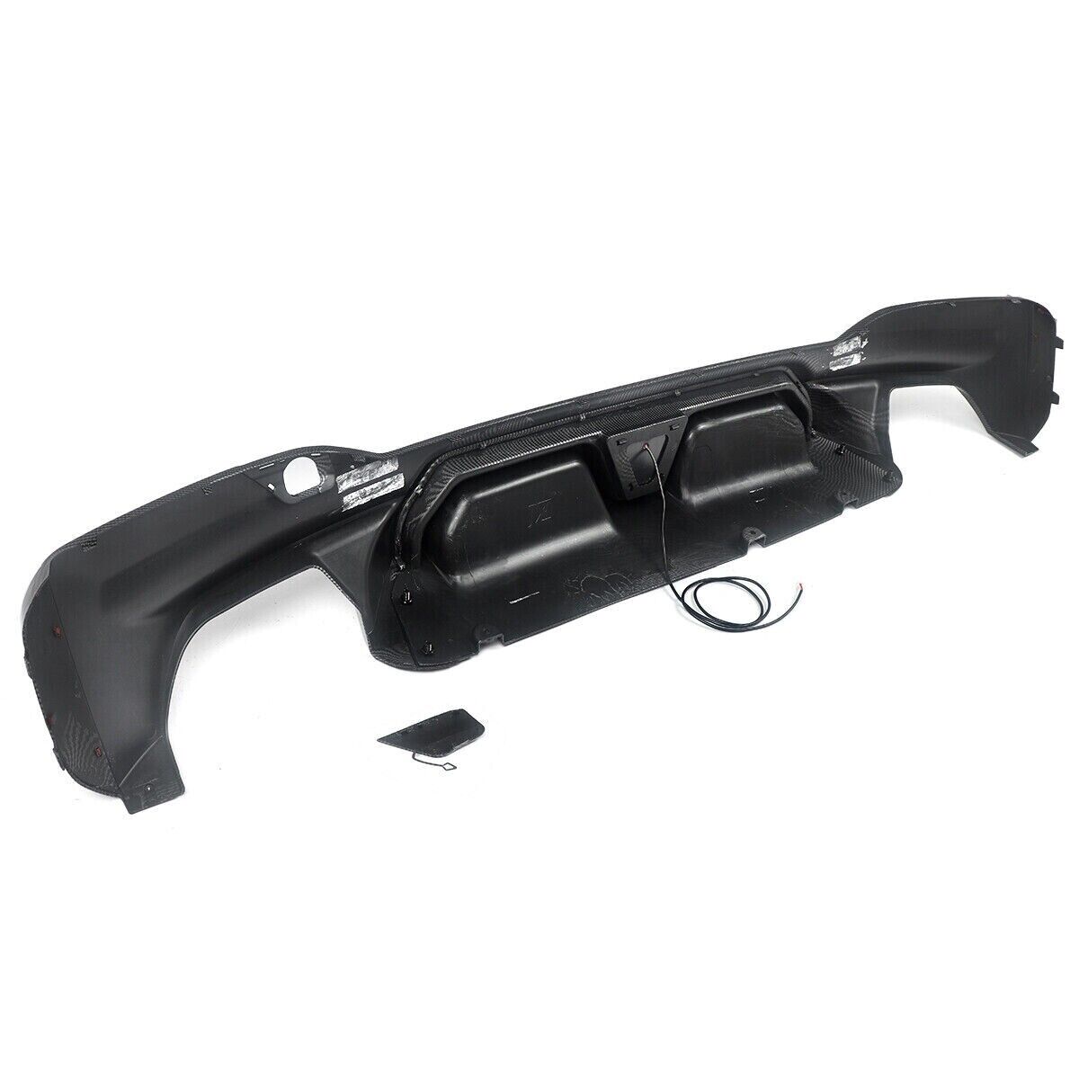 CARBON LOOK REAR BUMPER DIFFUSER LIP W/LIGHT FOR BMW 5 SERIES G30 G38 2017-2022