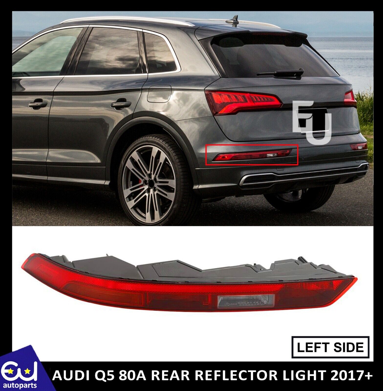 LEFT REAR REFLECTOR BUMPER STOP BRAKE FOG TAIL LIGHT LAMP FOR AUDI Q5 2018-2021