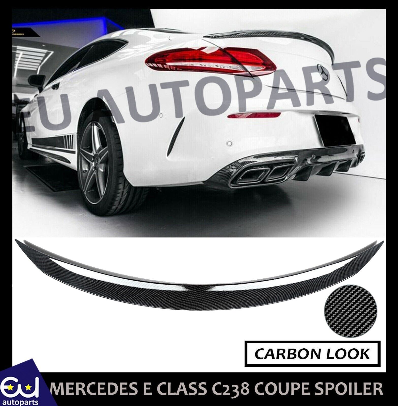 REAR BOOT SPOILER CARBON LOOK FOR 2017-20 MERCEDES E CLASS COUPE C238 AMG STYLE