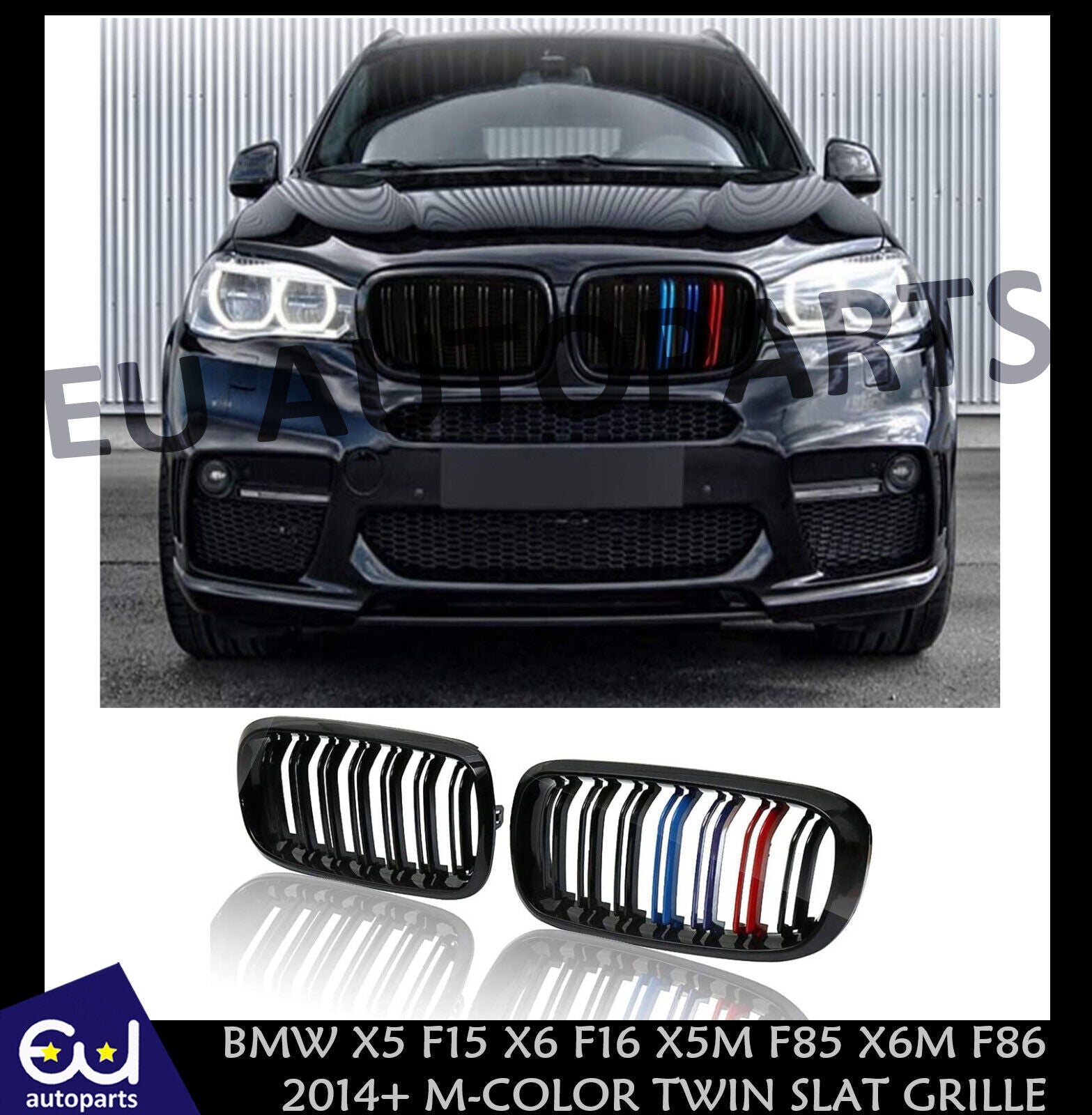 FOR BMW F15 F85 X5 F16 F86 X6 TWIN KIDNEY GRILLE GRILL GLOSS M COLOR 2014 ONWARD