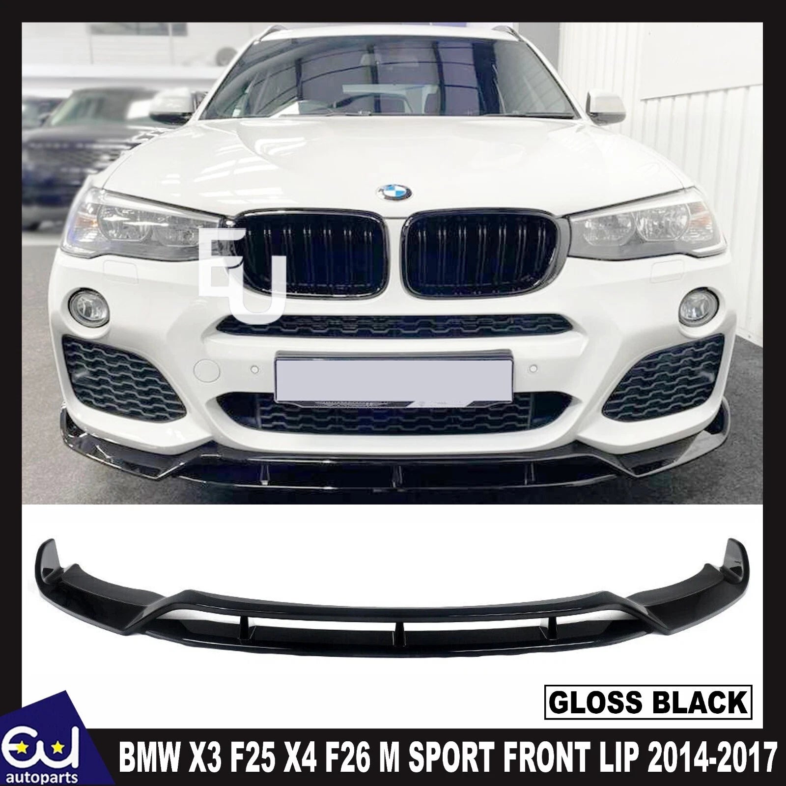 FOR BMW X3 F25 X4 F26 M SPORT FRONT LIP SPLITTER GLOSS BLACK 2014-2017