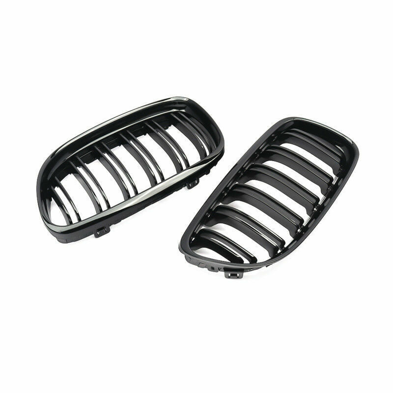 FRONT DUAL KIDNEY GRILLE FOR BMW 3 SERIES E90 E91 09-12 LCI M STYLE GLOSS BLACK