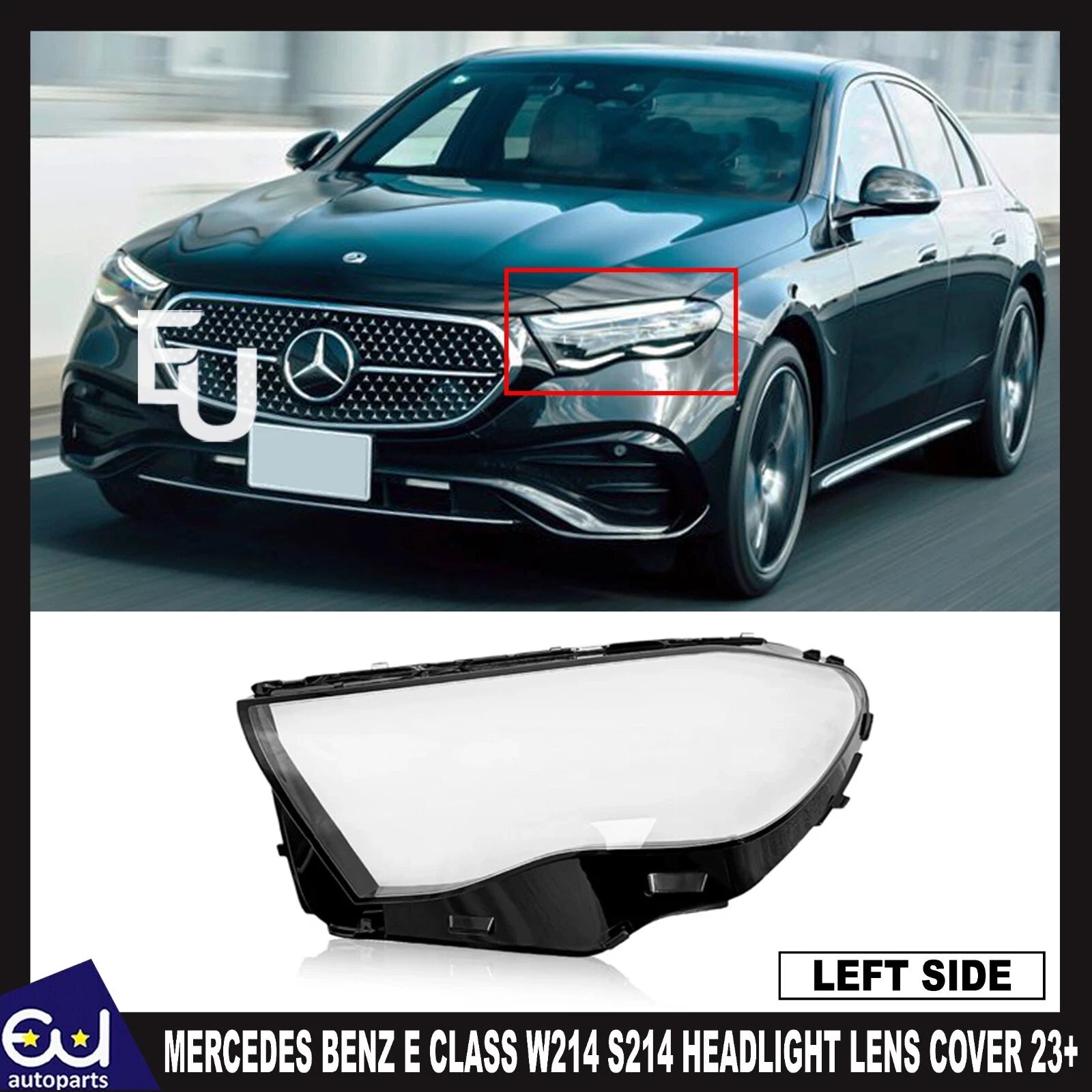 FOR MERCEDES E CLASS W214 S214 HEADLIGHT HEADLAMP LENS LEFT PASSENGER COVER 23+
