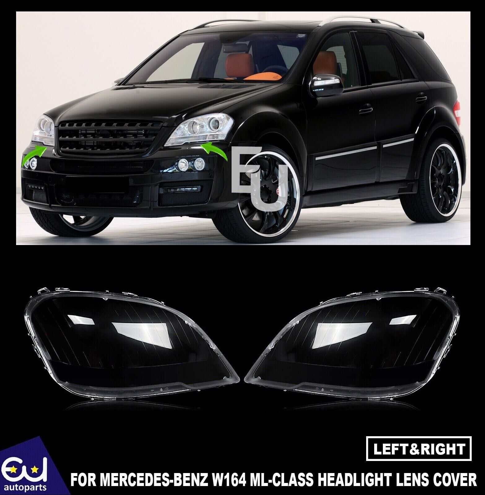 FRONT HEADLIGHT CLEAR LENS COVER FOR MERCEDES BENZ W164 ML-CLASS ML350 2009-2011