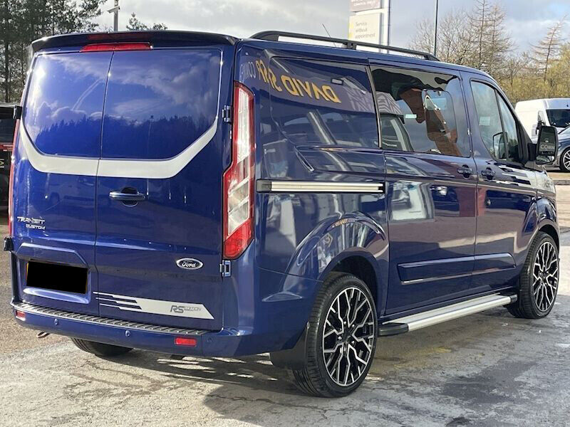 REAR TWIN BARN DOOR ROOF SPOILER FOR FORD TRANSIT CUSTOM 2012-2020 GLOSS BLACK