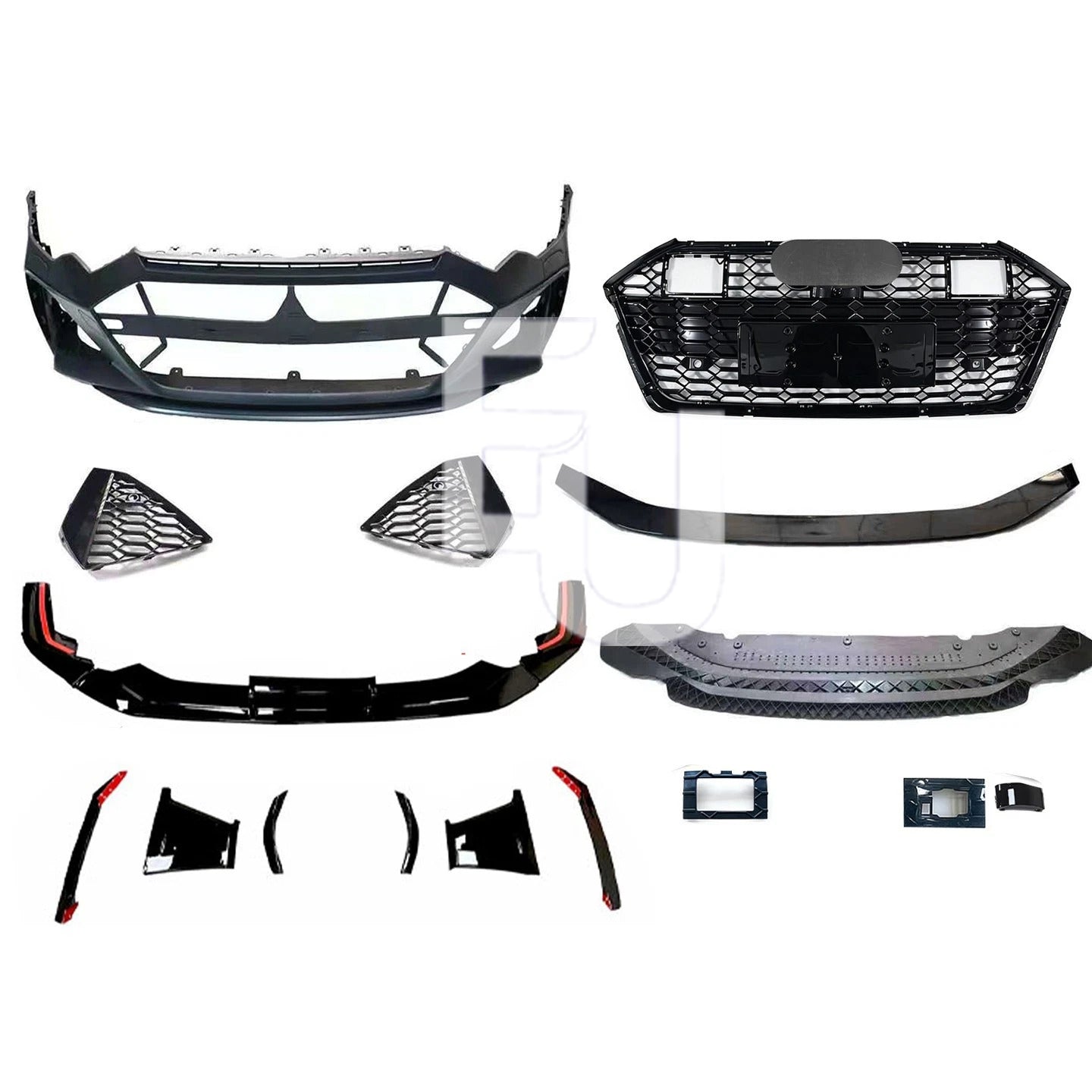 FOR AUDI A6 S6 C8 4A 2018-25 RS6 CONVERSION FRONT BUMPER SPLITTER BODYKIT GRILLE
