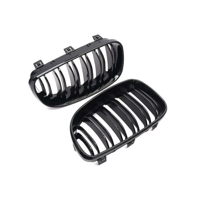 FOR BMW 1 SERIES E81 E82 E87 E88 KIDNEY GRILL GRILLE GLOSS BLACK DUAL SLAT 07-11