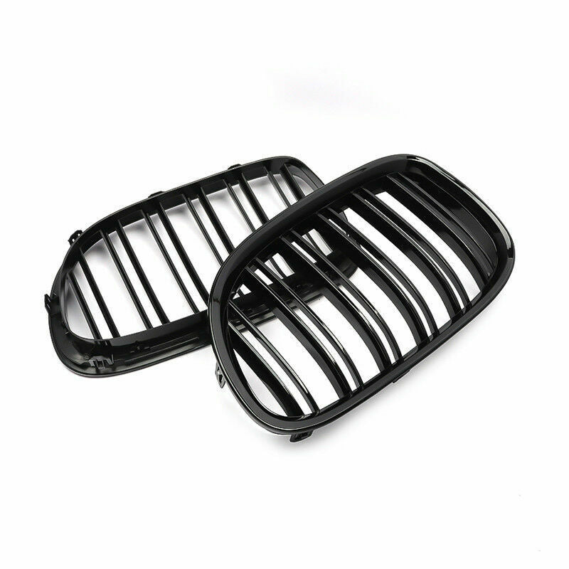 FOR BMW 7 SERIES F01 F02 GLOSS BLACK FRONT KIDNEY DUAL TWIN GRILL GRILLE GRILLS