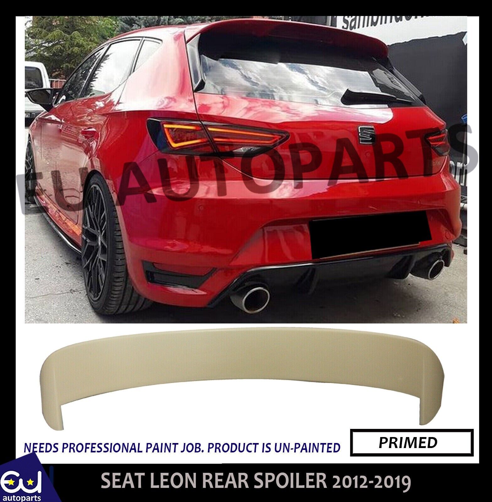 FOR SEAT LEON MK3 5F 5 DOOR REAR TRUNK ROOF SPOILER 2012-2019 UNPAINTED